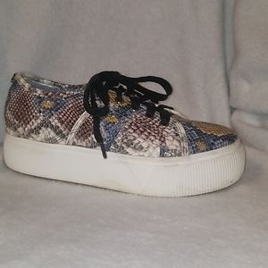 Steve Madden Snake-Print Platform Sneakers in Black, Blue, Brown
